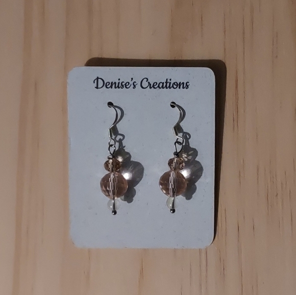 Pink earrings with sterling silver hooks - Picture 2 of 7